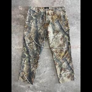 40 X 30 REDHEAD MOSSY OAK CAMO DENIM HUNT WORK PANTS VTG Y2K TROUSER BOTTOMS